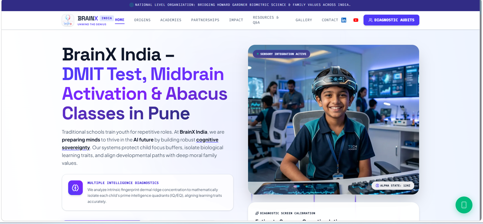 BrainX India homepage